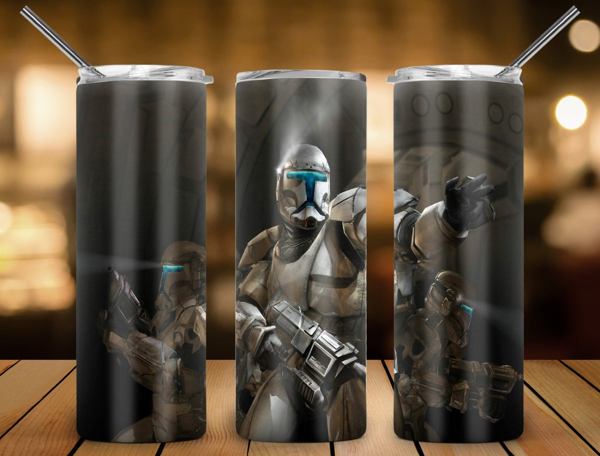 Galactic Trooper Star Wars 20oz Coffee Travel Tumbler Insulated Cup Lid & Straw