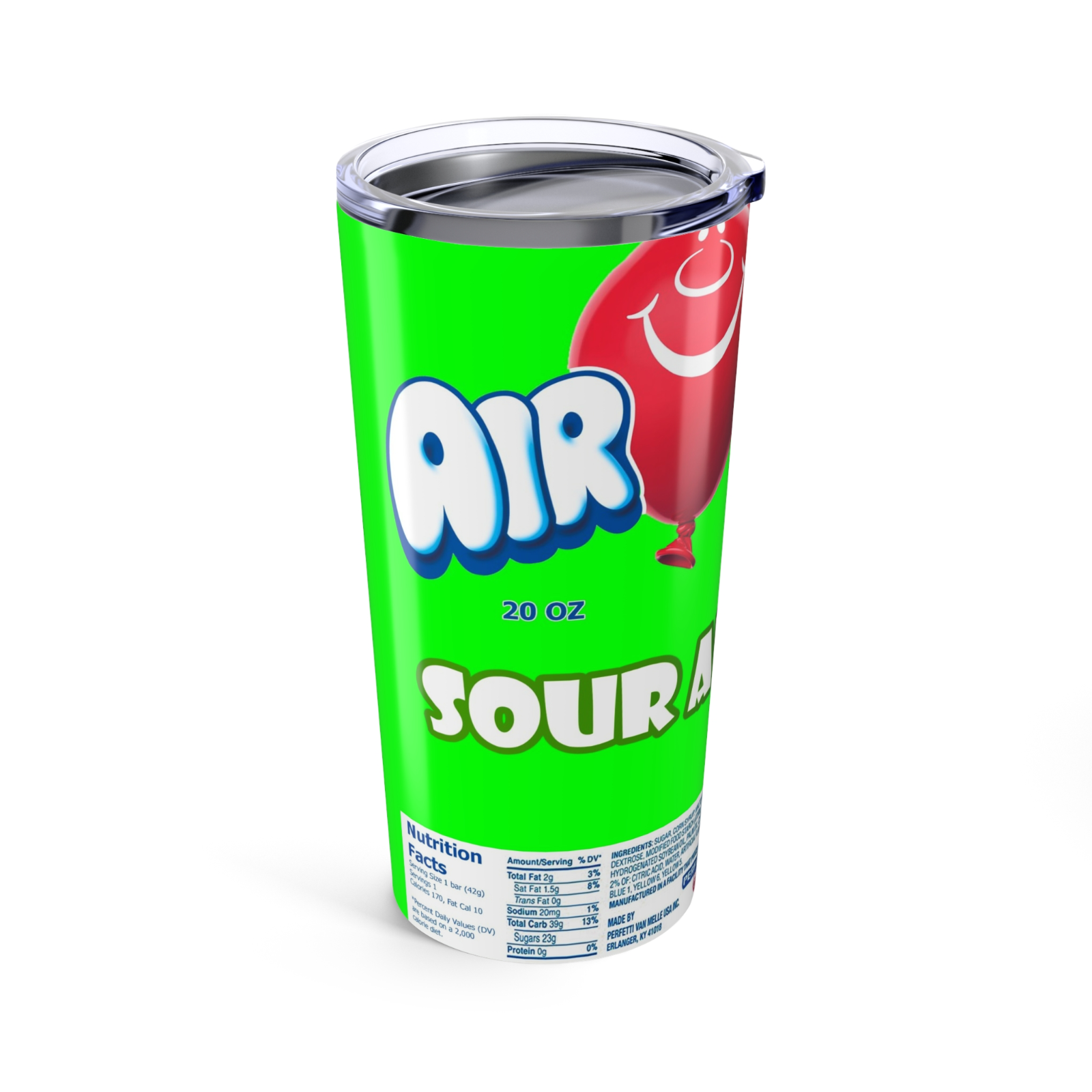 AirHeads Inspired 20oz Travel Coffee tumbler Mug with straw stainless steel