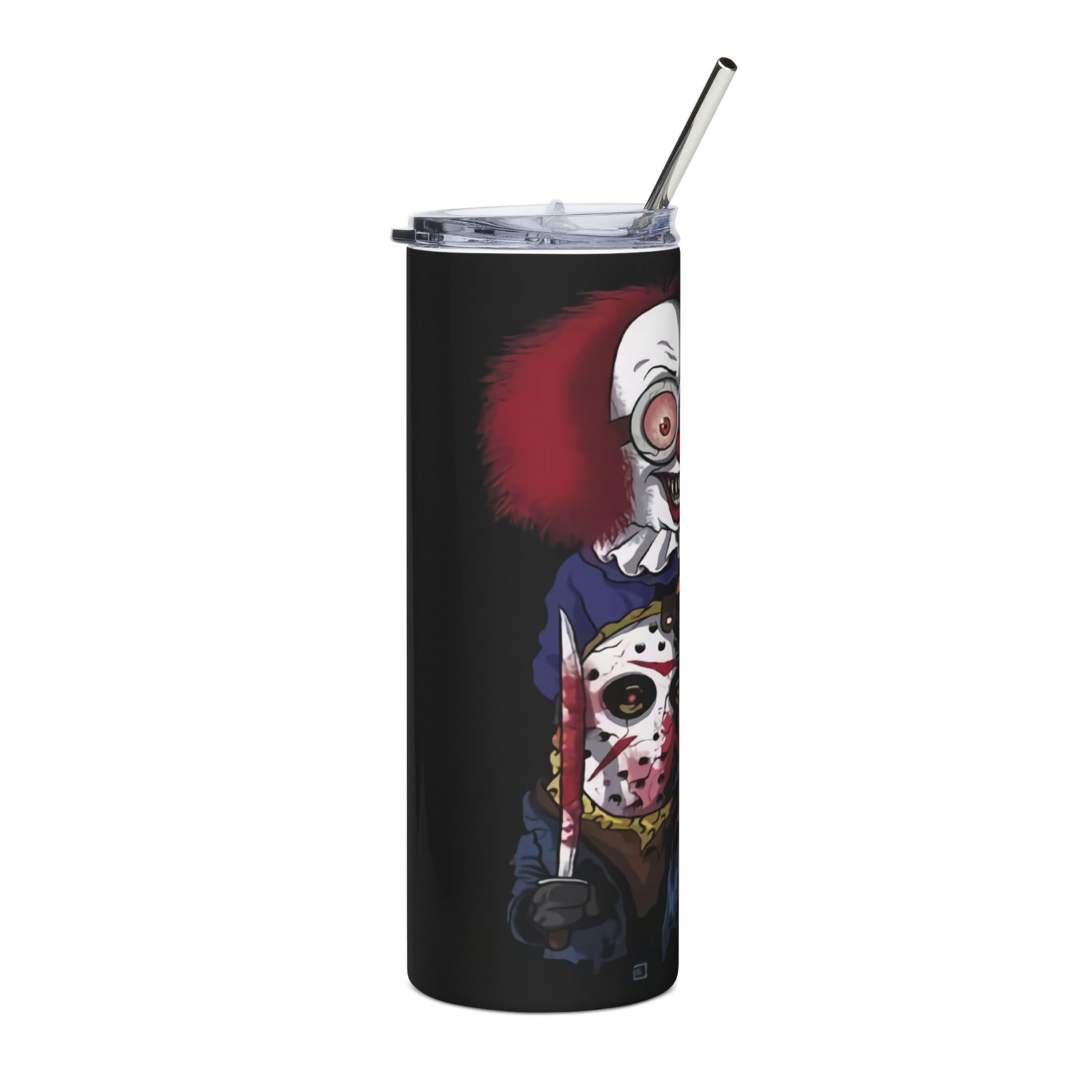 20oz Horror Icons Tumbler Cute Scary Clown, Jason, Freddy, Pinhead, Leatherface