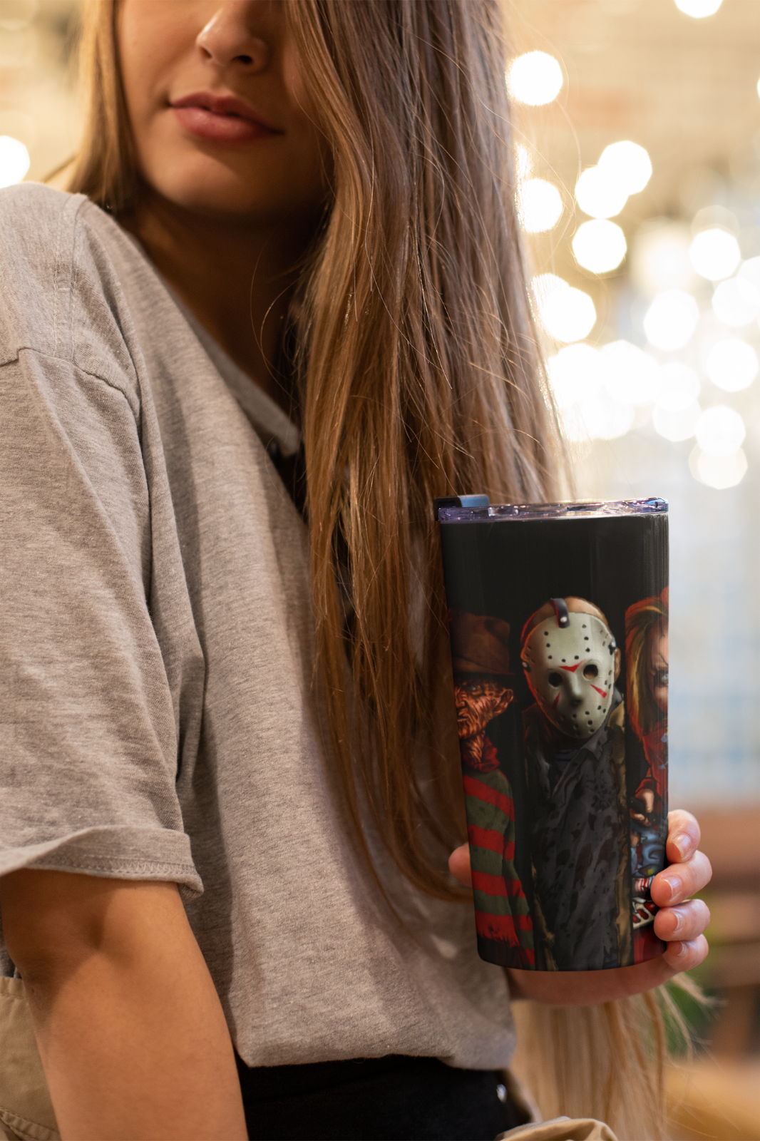 20oz Slasher Legends Tumbler – Freddy Jason Chucky Leatherface Michael Myers Cup