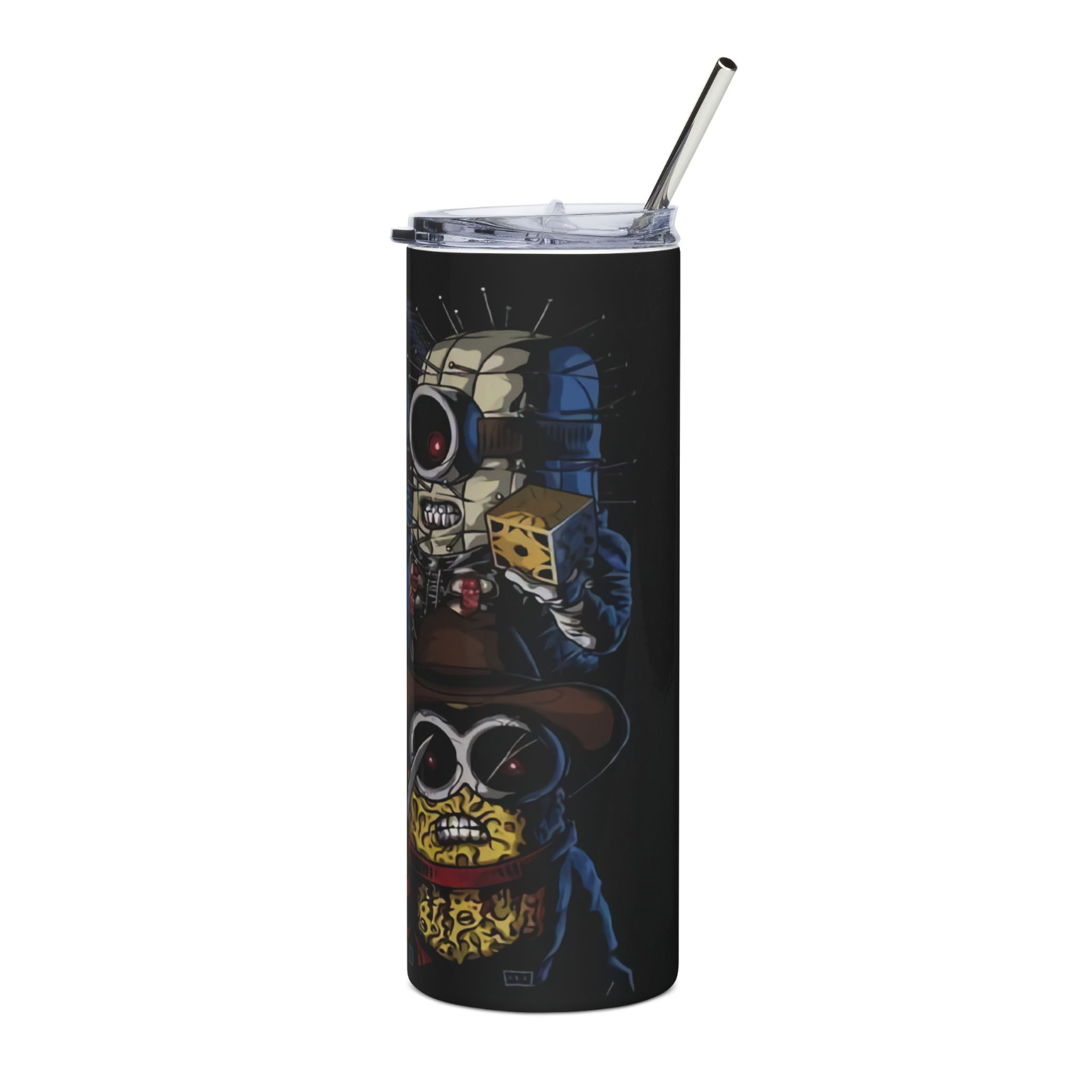 20oz Horror Icons Tumbler Cute Scary Clown, Jason, Freddy, Pinhead, Leatherface