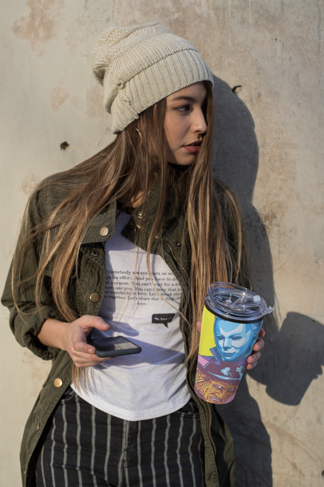 Pop Art Horror Icons Skinny Tumbler 20oz – Jason Freddy Michael Halloween Cup