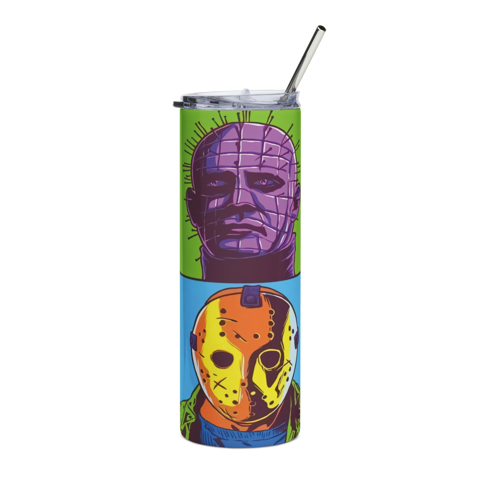 Pop Art Horror Icons Skinny Tumbler 20oz – Jason Freddy Michael Halloween Cup