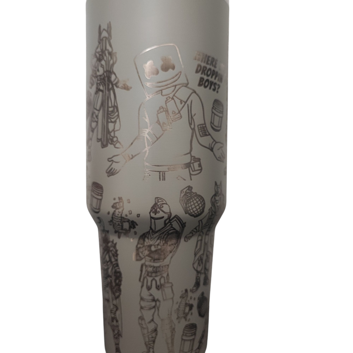 40oz Fortnite-Inspired Engraved Tumbler – Stainless Steel Travel Mug with Handle
