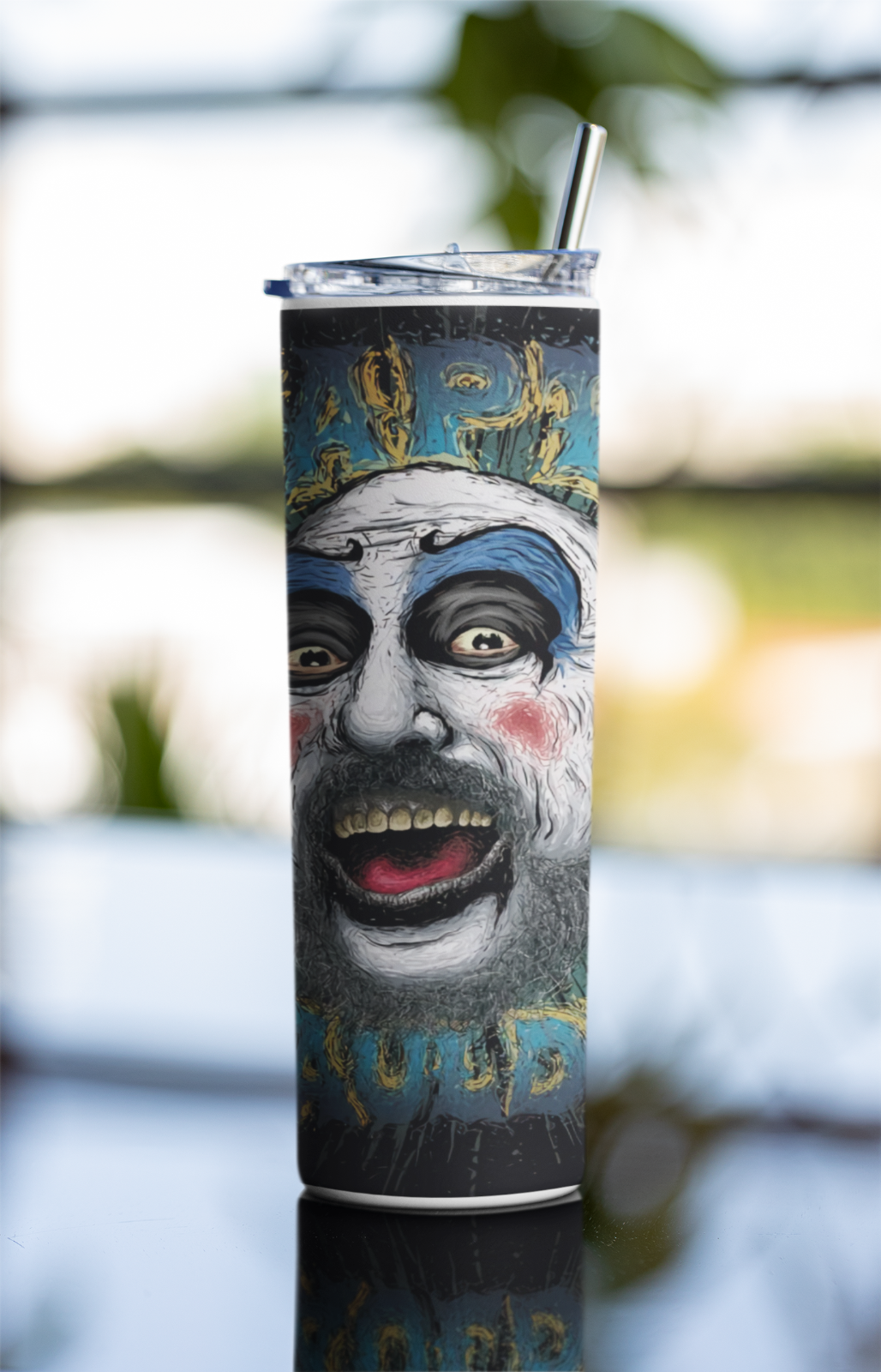 20oz Horror Clown Tumbler Captain-Inspired Stainless Steel Cup with Straw & Lid