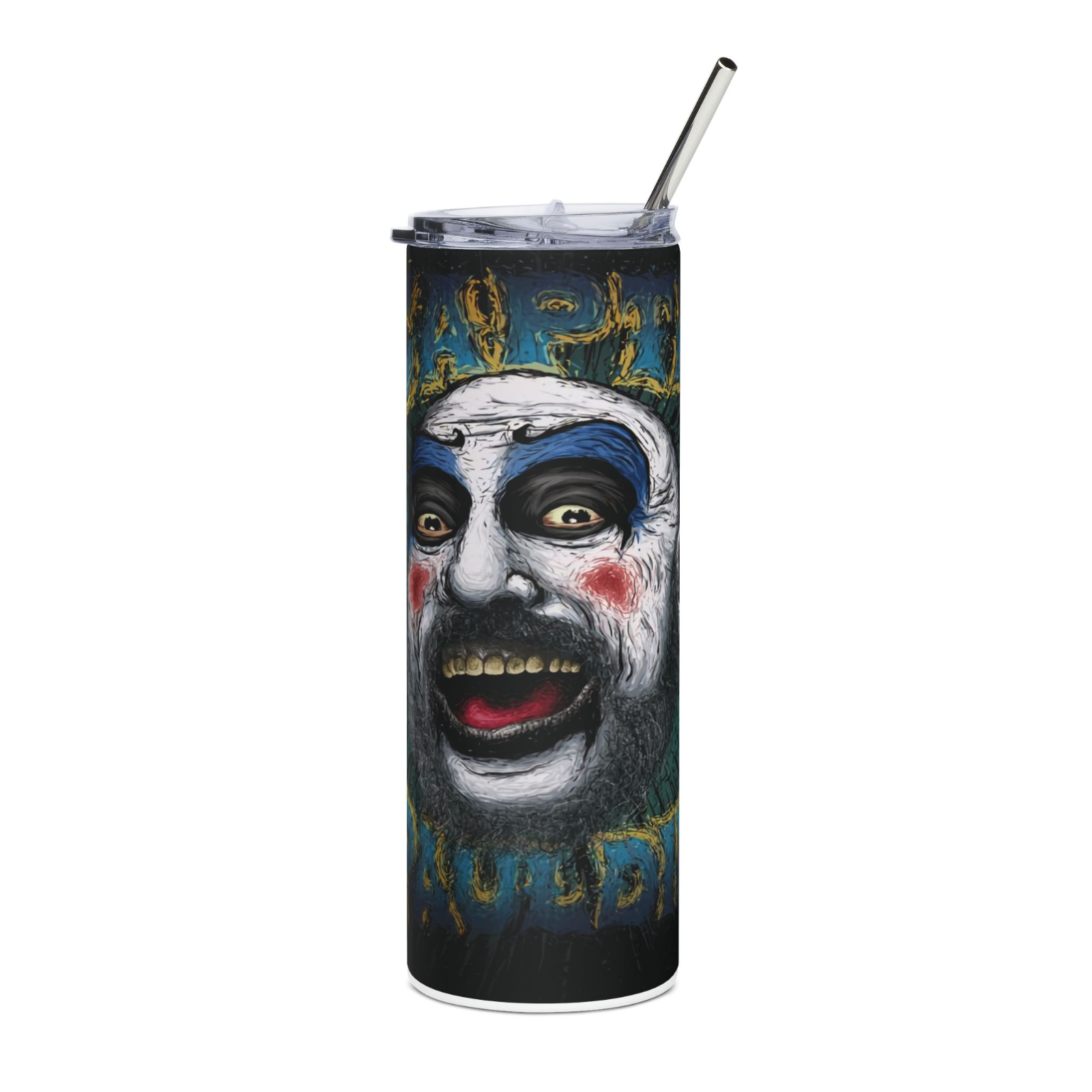 20oz Horror Clown Tumbler Captain-Inspired Stainless Steel Cup with Straw & Lid