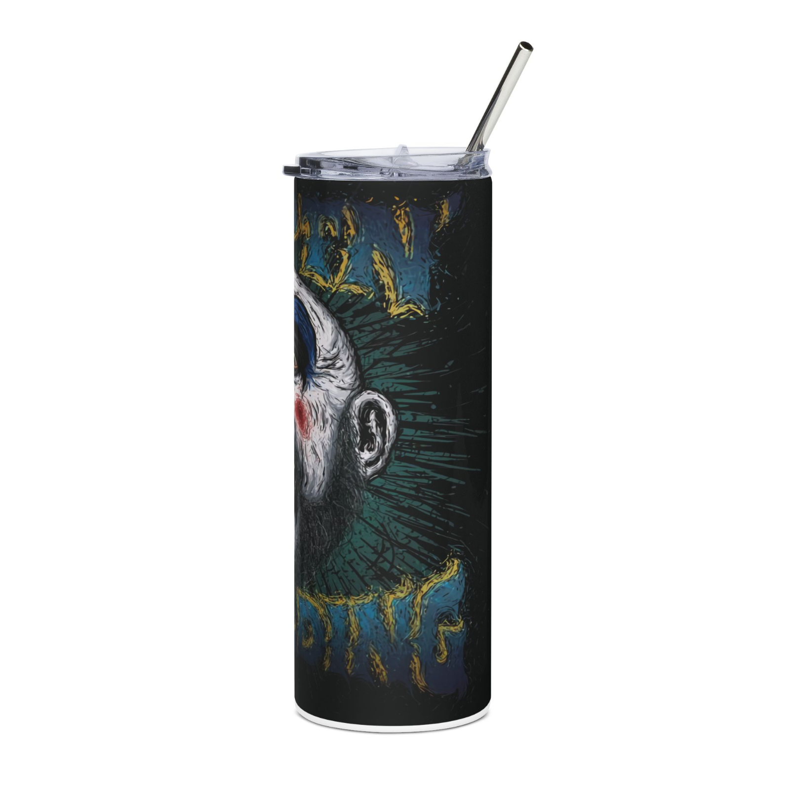 20oz Horror Clown Tumbler Captain-Inspired Stainless Steel Cup with Straw & Lid