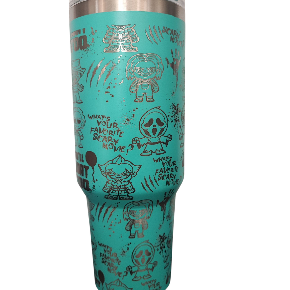 40oz Stanley-Style Horror Engraved Tumbler – Stainless Steel Travel Mug