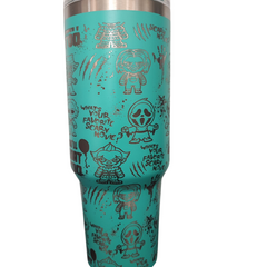 40oz Stanley-Style Horror Engraved Tumbler – Stainless Steel Travel Mug