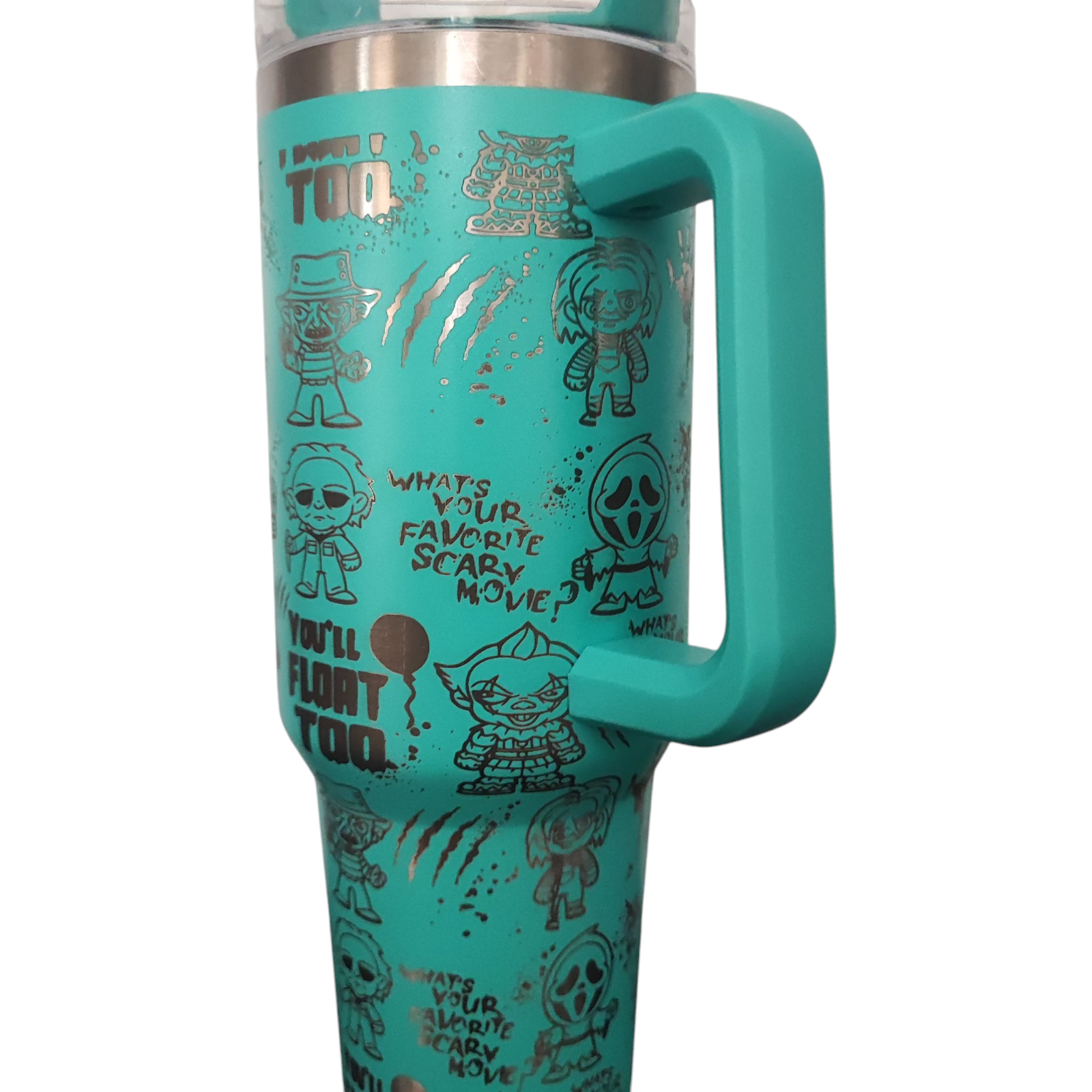 40oz Stanley-Style Horror Engraved Tumbler – Stainless Steel Travel Mug