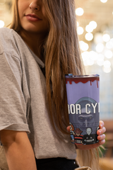 20oz Horror Character Mugshot Tumbler – Slasher Movie Cup w/ Straw & Lid