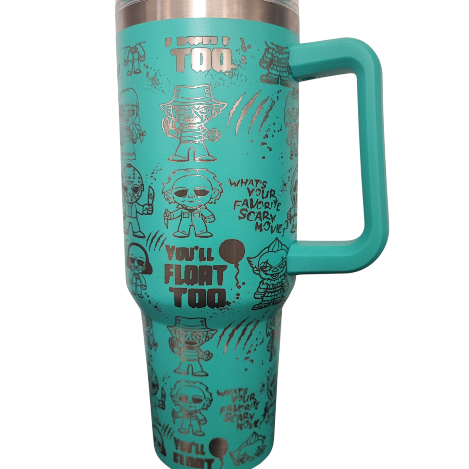 40oz Stanley-Style Horror Engraved Tumbler – Stainless Steel Travel Mug