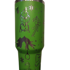 Stanley Inspired, Christmas Grinch 40oz Laser Engraved Insulated tumbler