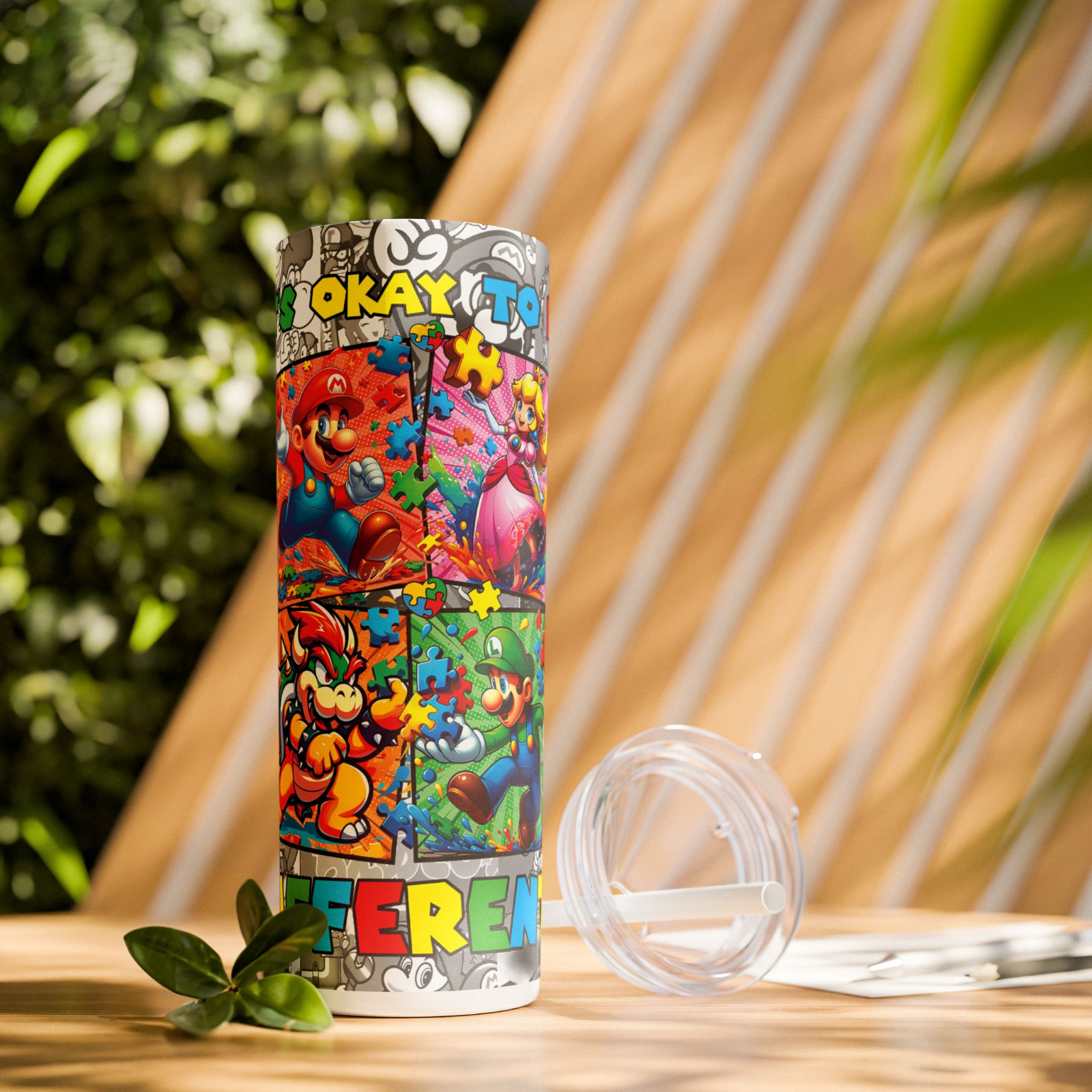 Super Mario 20oz Tumbler Skinny Travel Coffee Mug with Straw