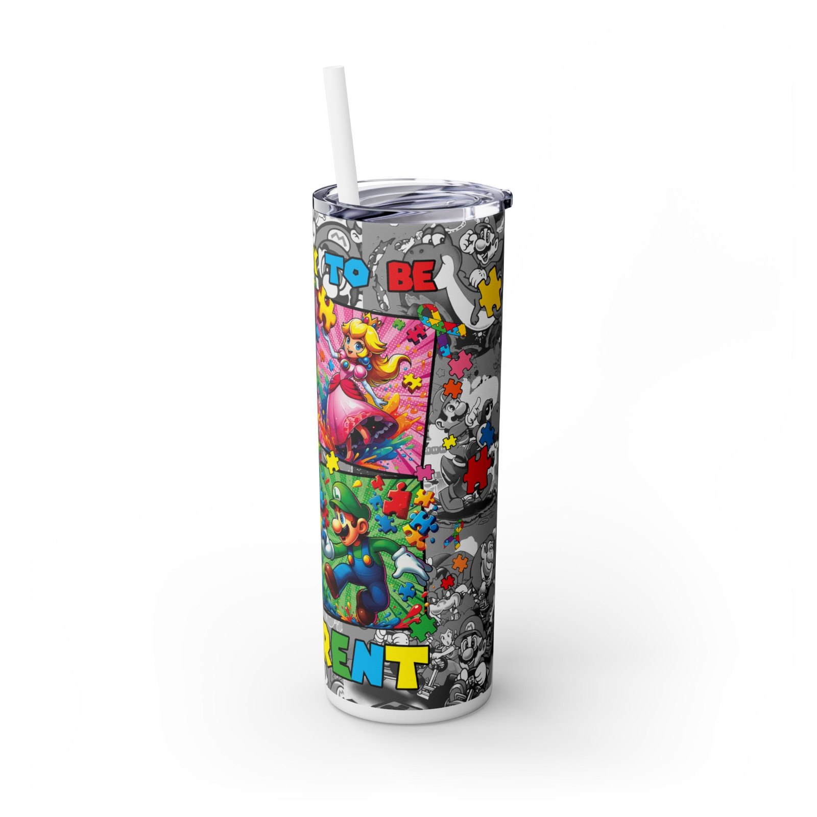 Super Mario 20oz Tumbler Skinny Travel Coffee Mug with Straw