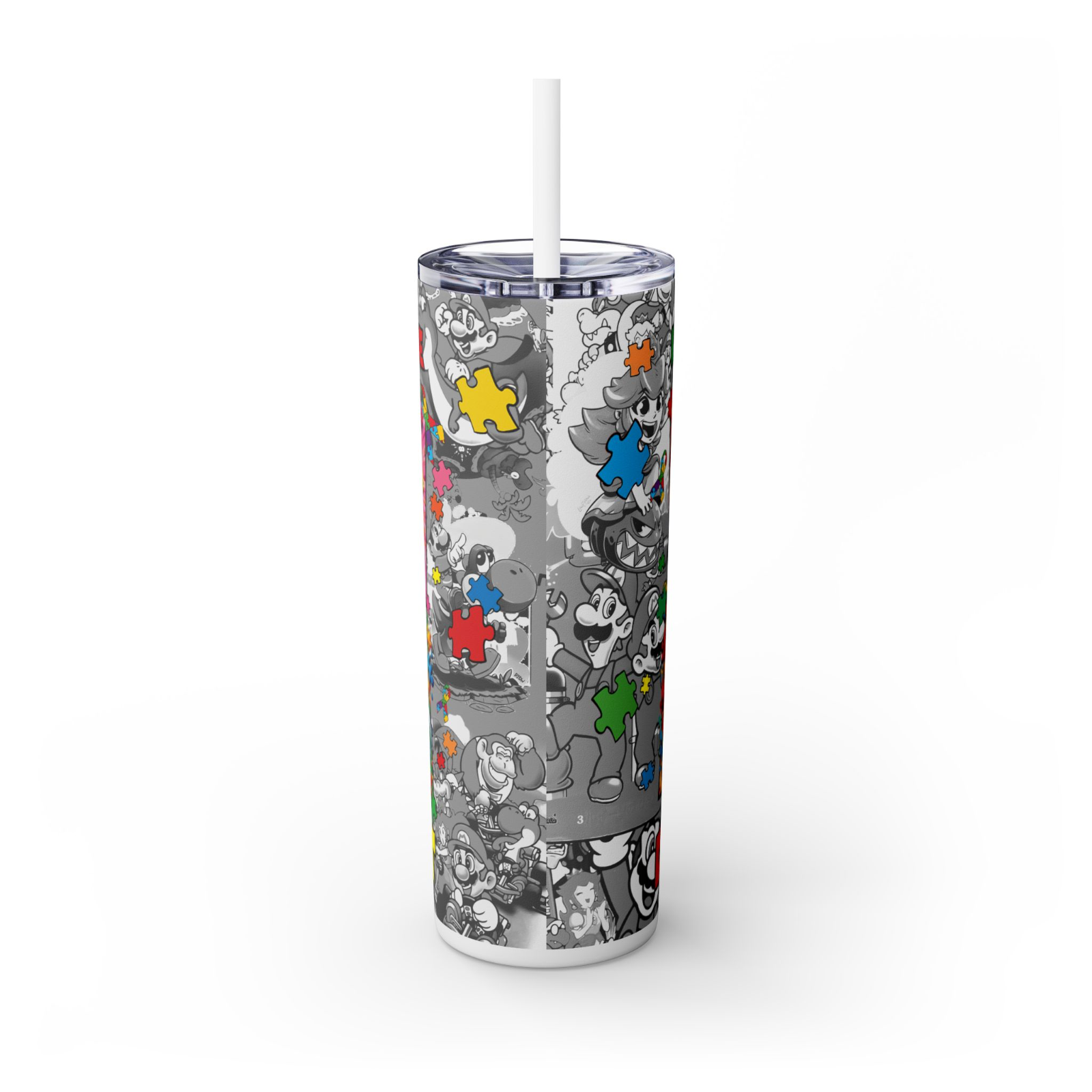 Super Mario 20oz Tumbler Skinny Travel Coffee Mug with Straw