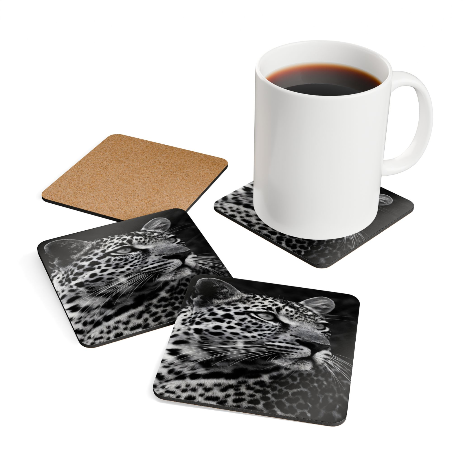 4 Set Majestic Animals Coaster - Wild Animal Safari Forest Dad Gift