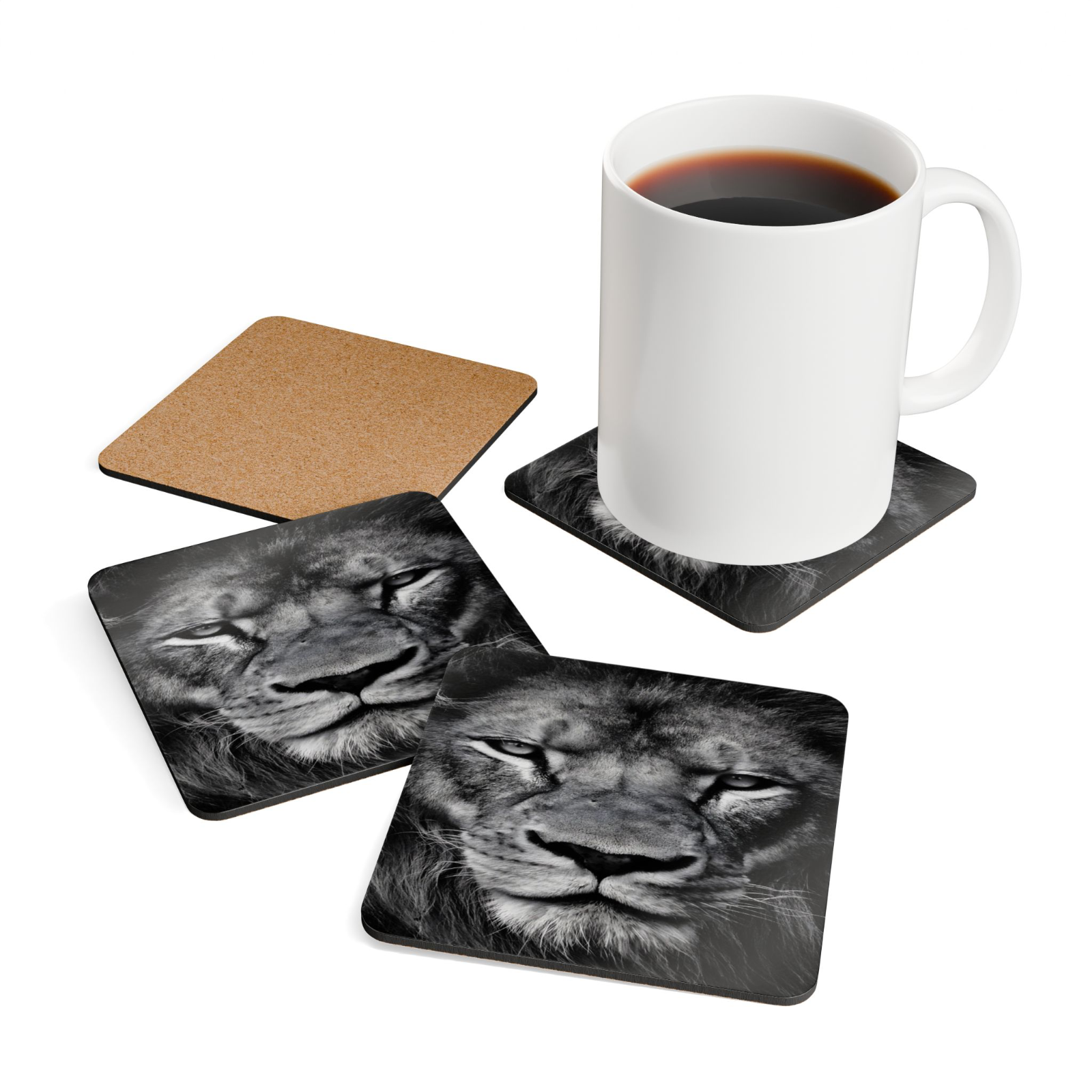 4 Set Majestic Animals Coaster - Wild Animal Safari Forest Dad Gift