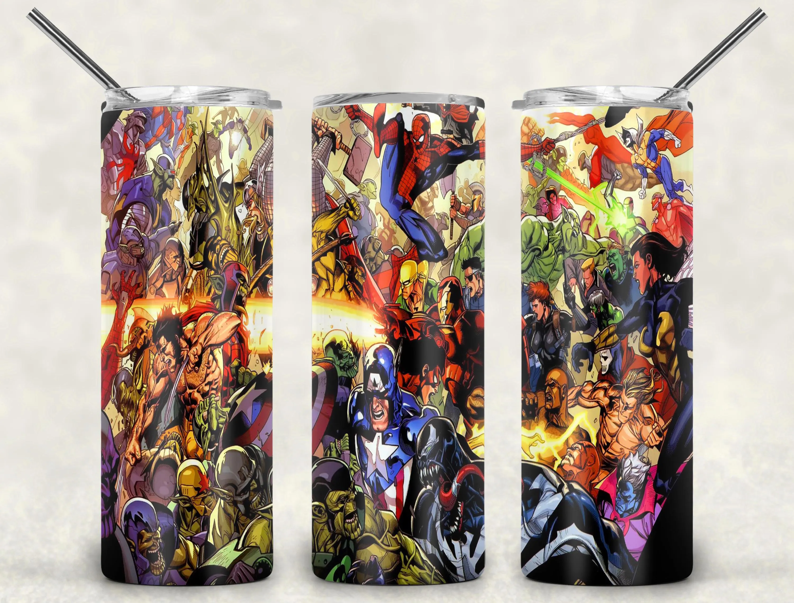 Marvel Avengers 20oz Tumbler Skinny Travel Coffee Mug with Straw