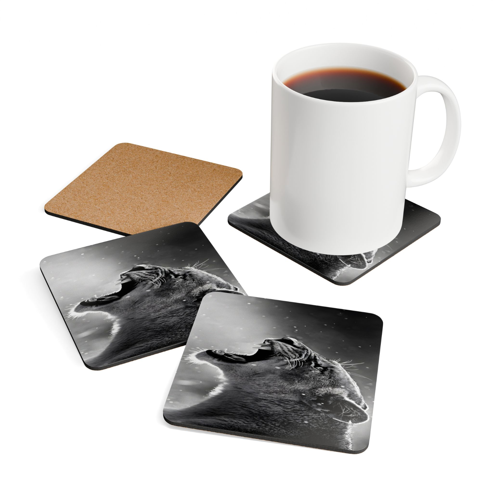 4 Set Majestic Animals Coaster - Wild Animal Safari Forest Dad Gift