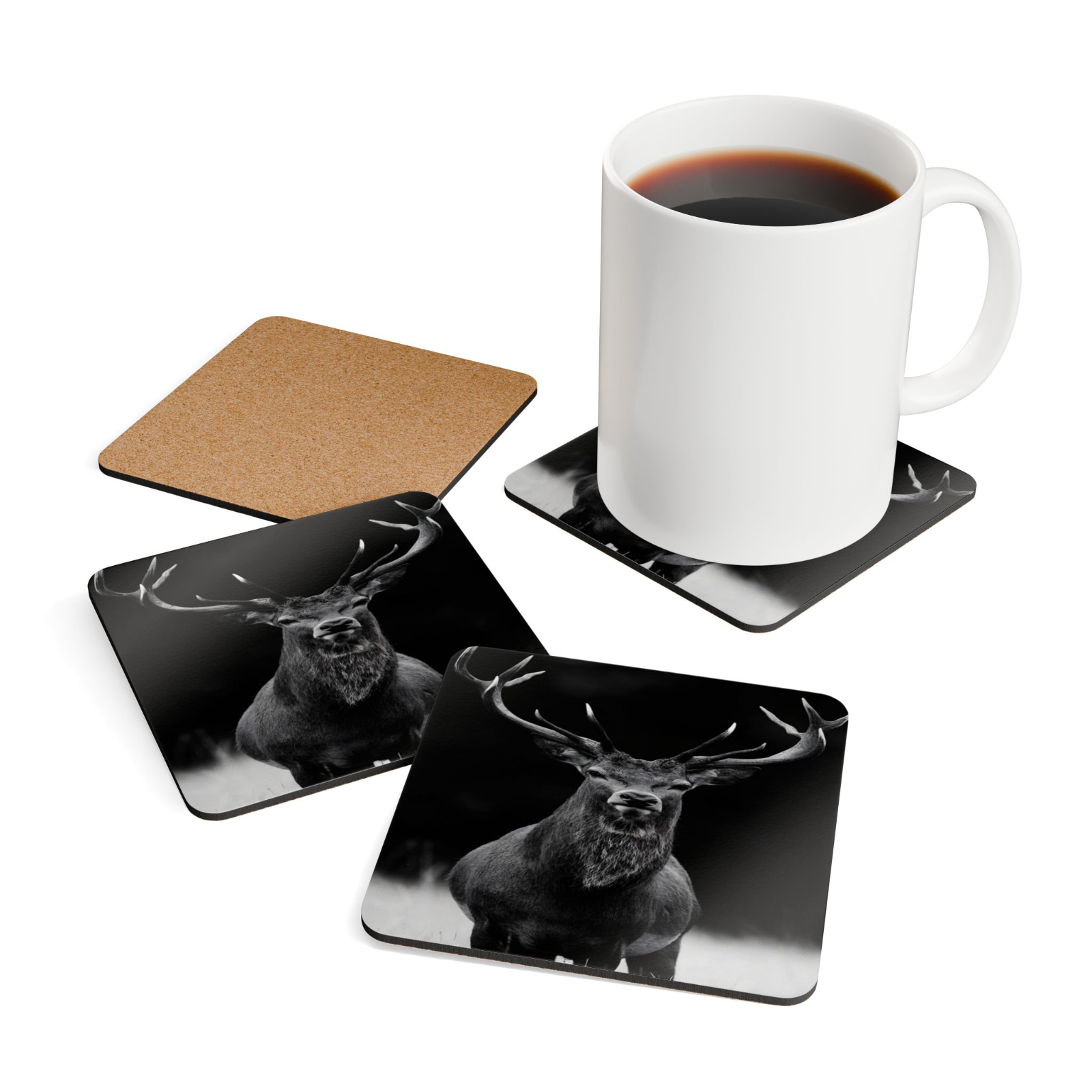 4 Set Majestic Animals Coaster - Wild Animal Safari Forest Dad Gift