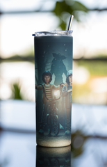 Retro Biker Squad Tumbler – 20oz Sci-Fi Adventure Cup w/ Lid & Metal Straw