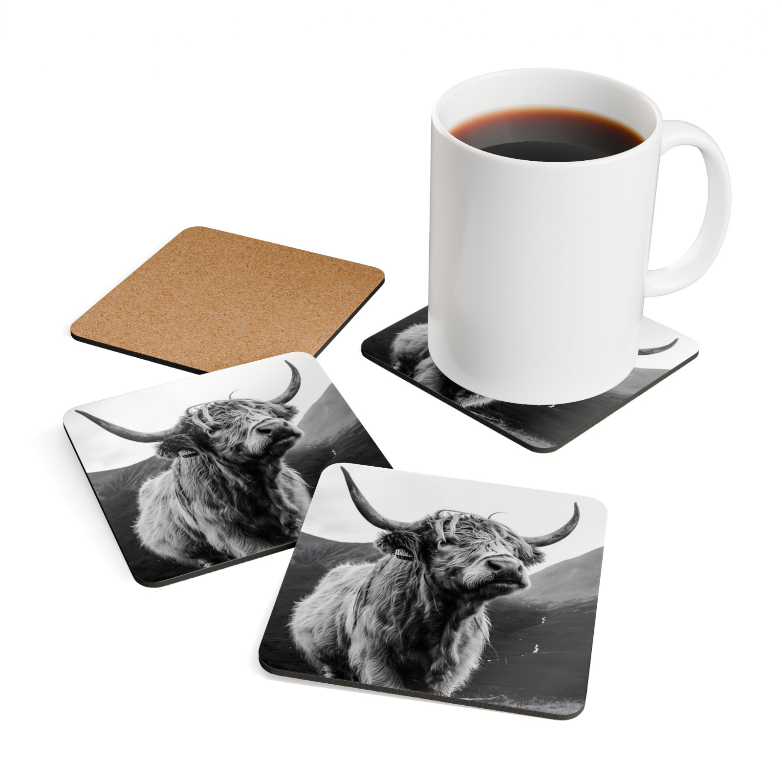 4 Set Majestic Animals Coaster - Wild Animal Safari Forest Dad Gift