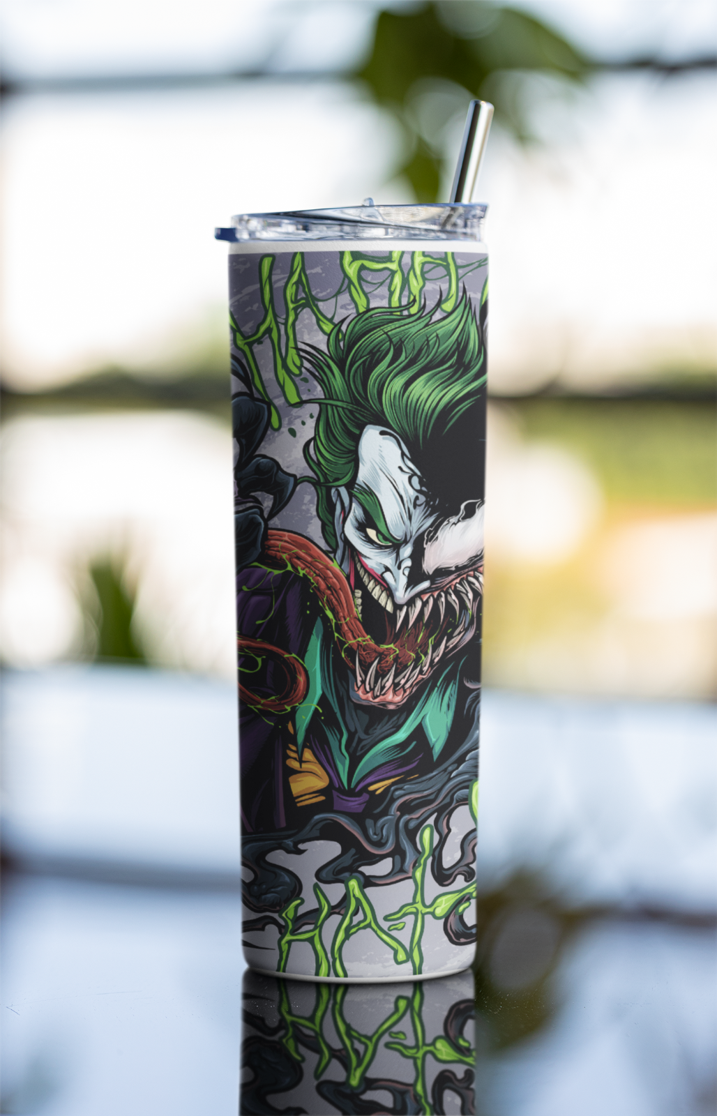 The Joker Inspired Villain Tumbler – 20oz Insulated Cup with Lid & Metal Straw