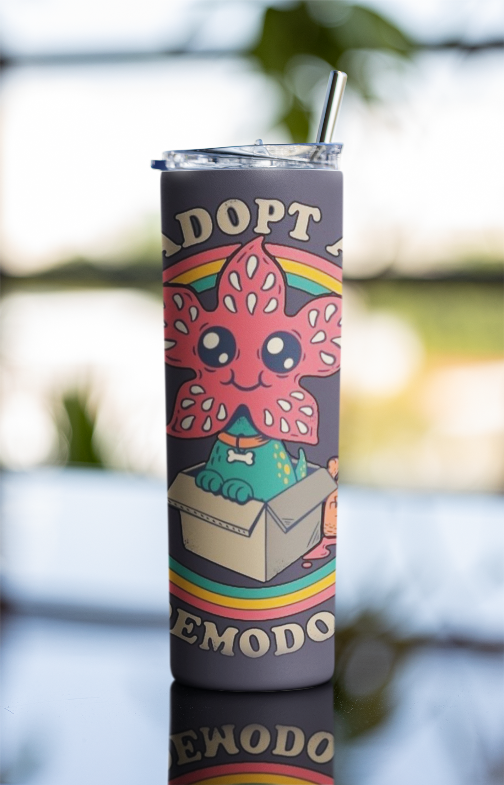 Adopt a Demodog Tumbler Cute Stranger Things 20oz Insulated Cup with Straw & Lid
