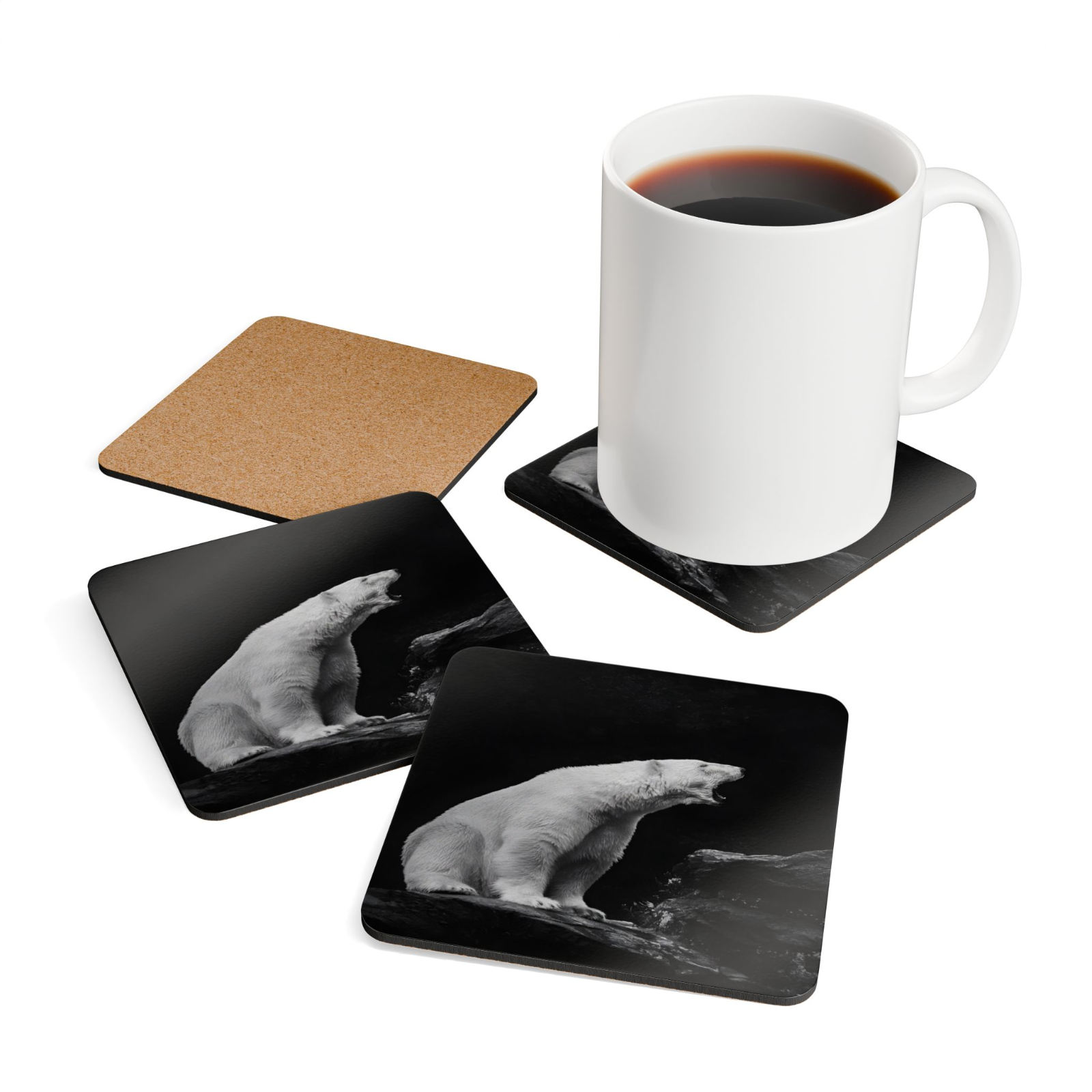 4 Set Majestic Animals Coaster - Wild Animal Safari Forest Dad Gift