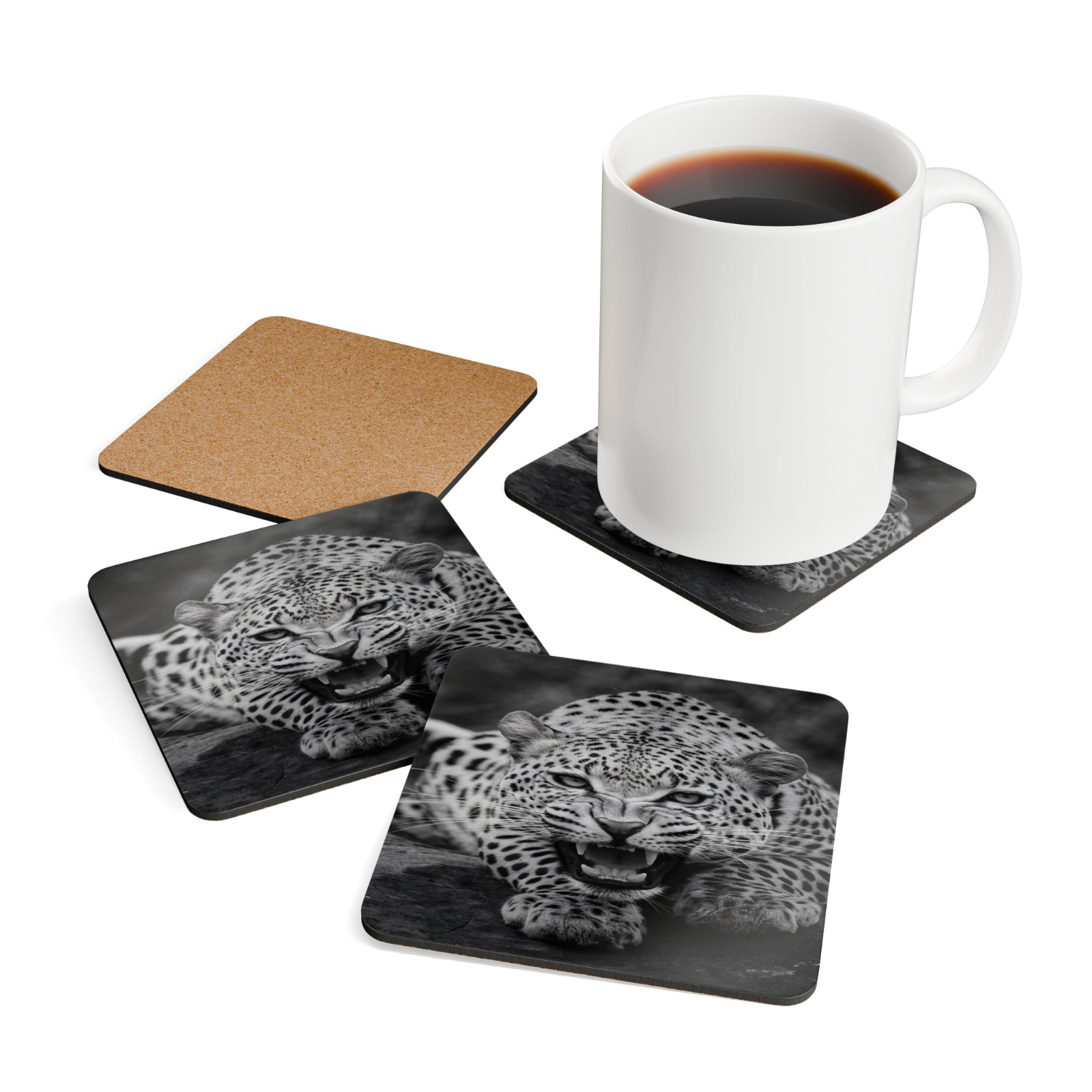 4 Set Majestic Animals Coaster - Wild Animal Safari Forest Dad Gift