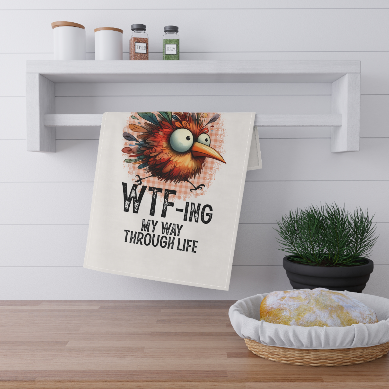 Funny WTF Tea Towel – Blue Bird Kitchen Towel – Microfibre Gift