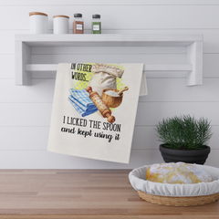 I Licked the Spoon Tea Towel – Funny Baking Gift – Farmhouse Kitchen Set