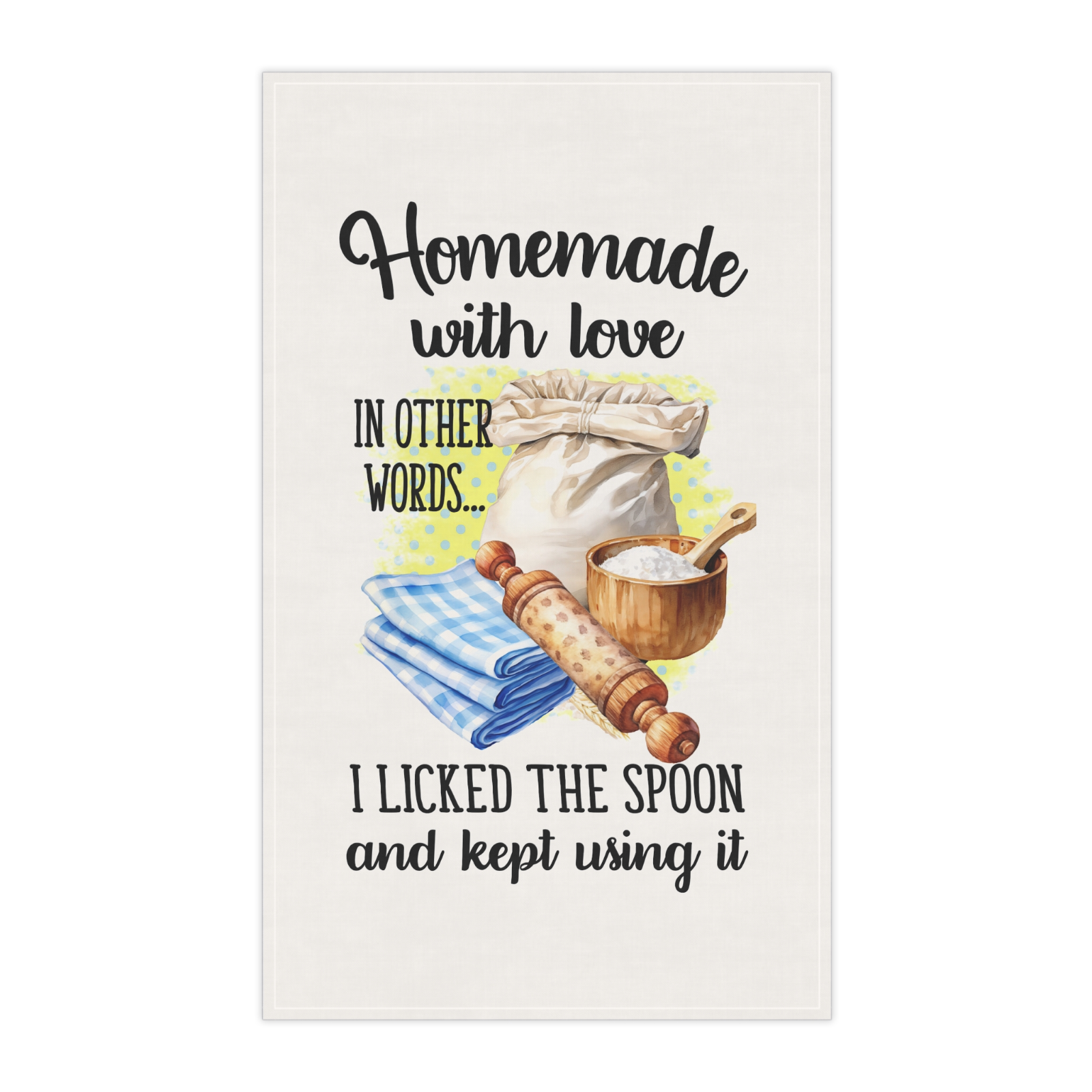 I Licked the Spoon Tea Towel – Funny Baking Gift – Farmhouse Kitchen Set