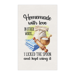 I Licked the Spoon Tea Towel – Funny Baking Gift – Farmhouse Kitchen Set