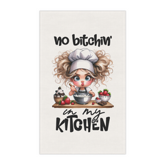Funny Tea Towel – No Bitchin' in My Kitchen – Chef Girl Dish Towel