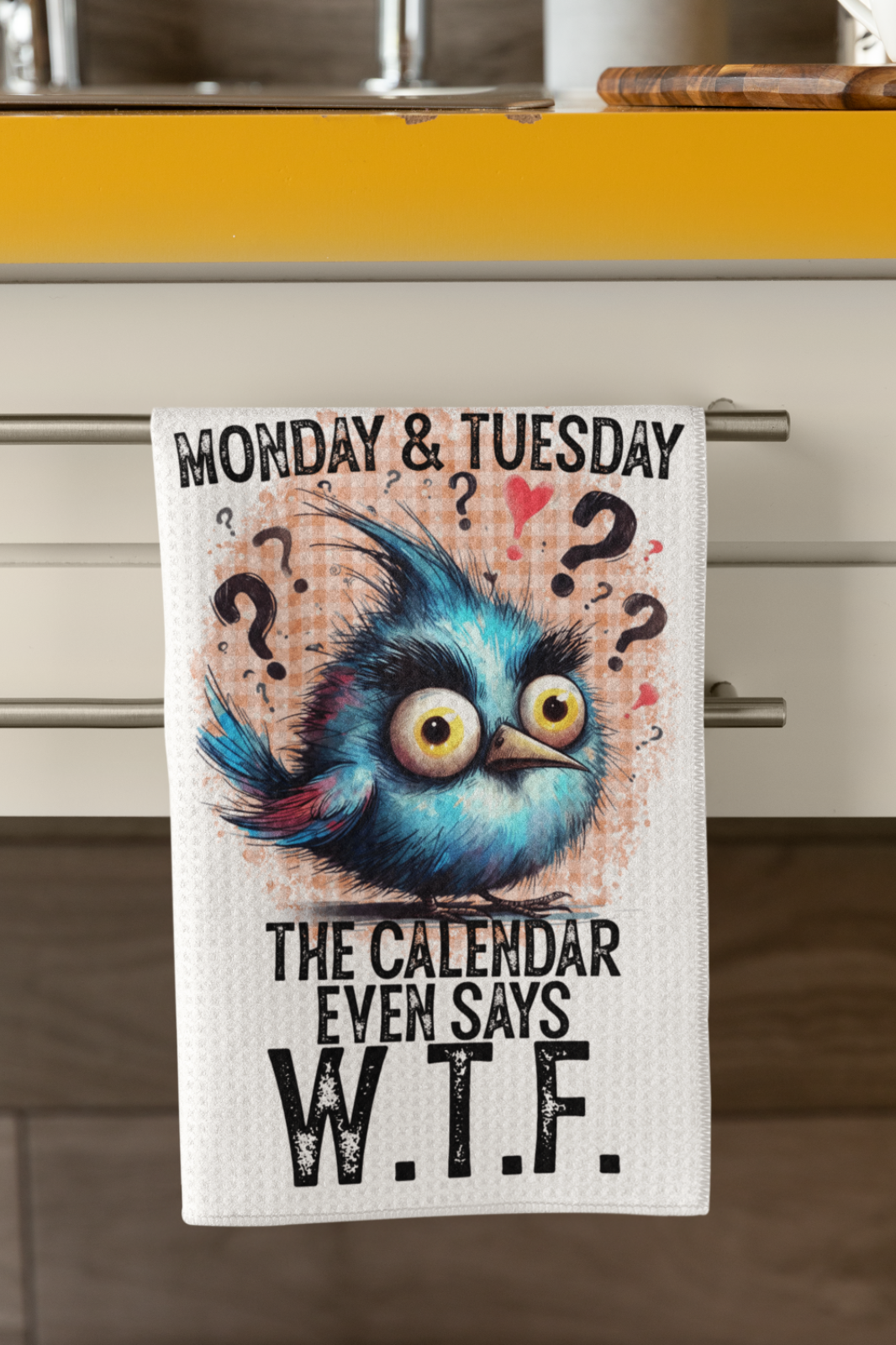 Funny WTF Tea Towel – Blue Bird Kitchen Towel – Microfibre Gift
