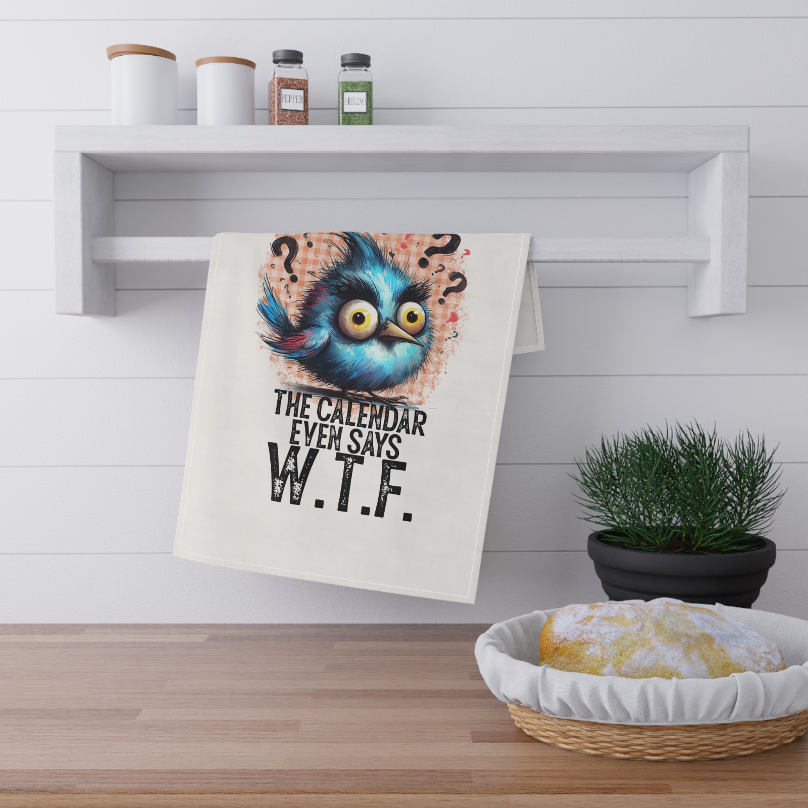Funny WTF Tea Towel – Blue Bird Kitchen Towel – Microfibre Gift