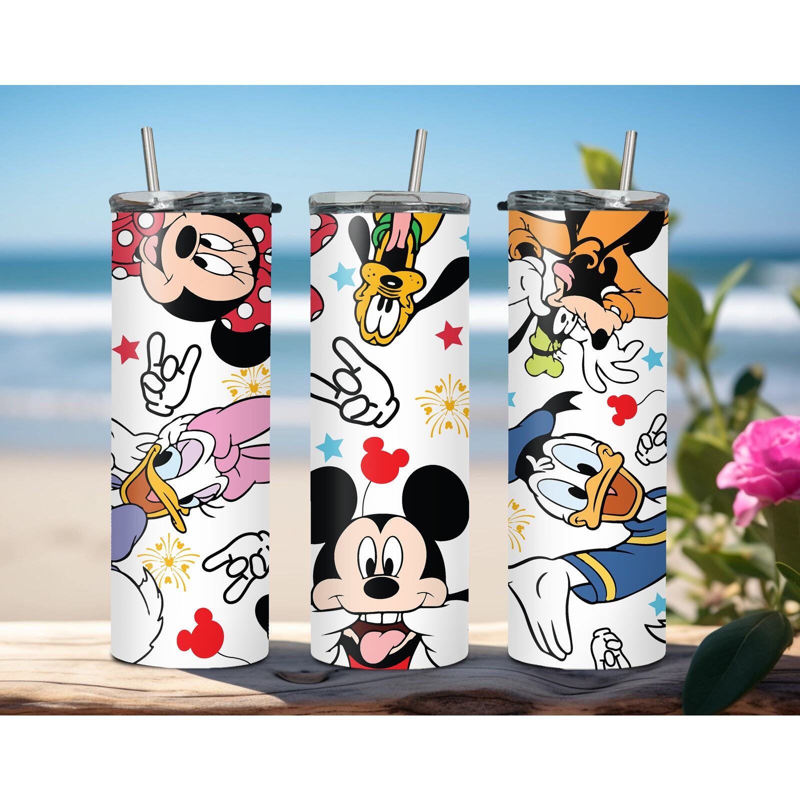 Disney Mickey Mouse 20oz Tumbler Skinny insulated Travel Coffee Mug with Straw
