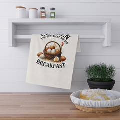 Funny Chicken Towel – “The Pet That Poops Breakfast” Farmhouse Kitchen Decor