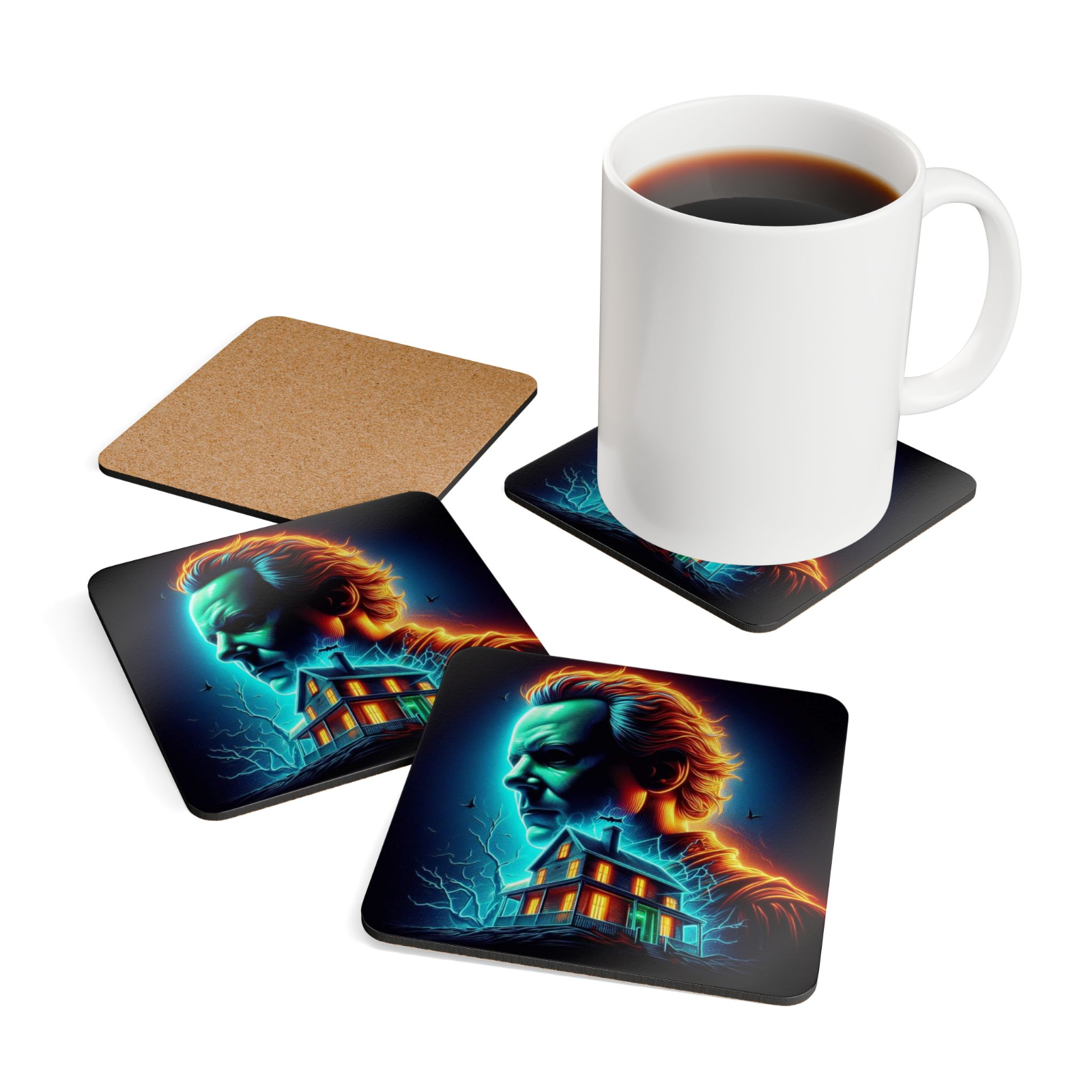 Set of 4 Halloween Coasters Gift Set Halloween Coasters Spooky Coaster Gift Set
