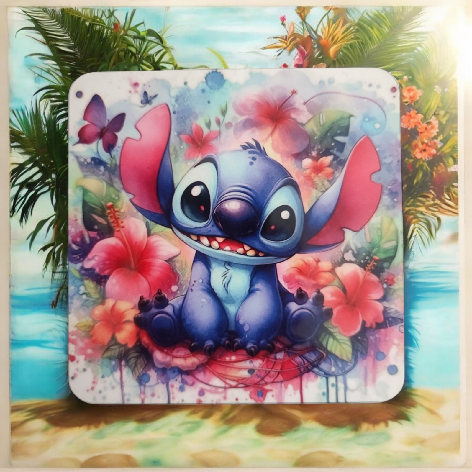 Stitch Disney Coasters set of 4 wooden Coasters Perfect Gift Angel and Stitch