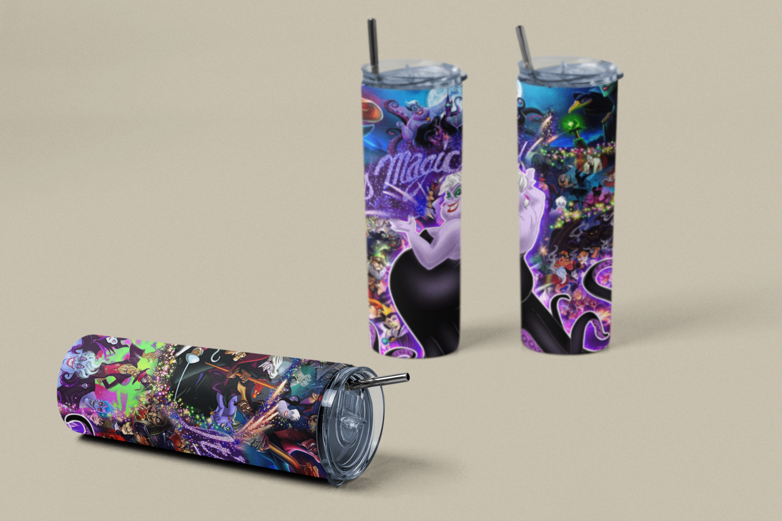 Disney Villains Tumbler 20oz – Ursula Maleficent Evil Queen It’s Magic Cup Gif