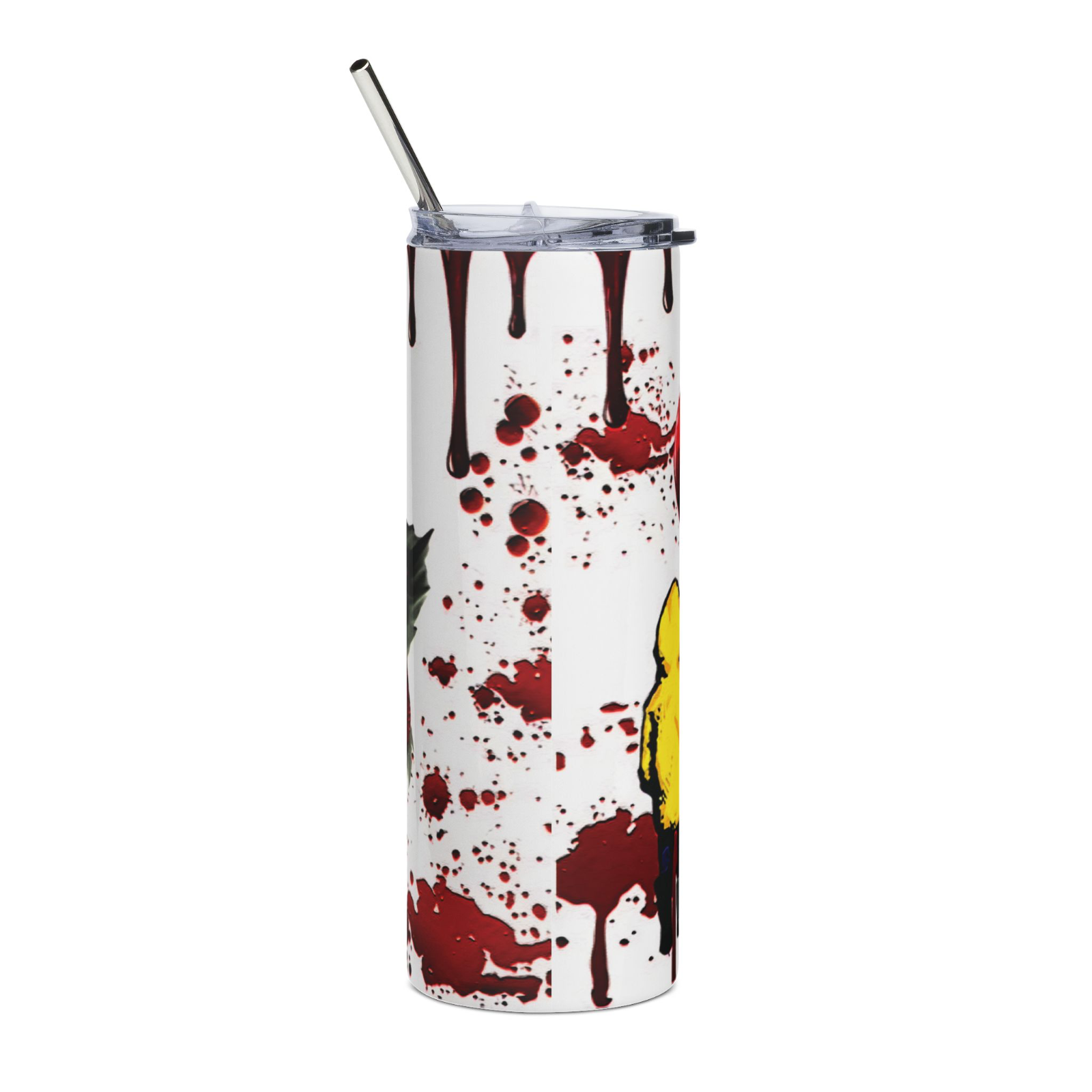 20oz Pennywise IT Horror Tumbler – “We All Float” Blood Splatter Clown Cup Gift