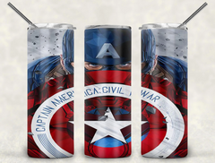 Marvel Cpt America 20oz Tumbler Insulated Skinny Travel Coffee Mug with Straw