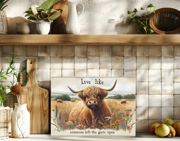 Highland Cow Glass Chopping Board – 6 Farmhouse Kitchen Designs