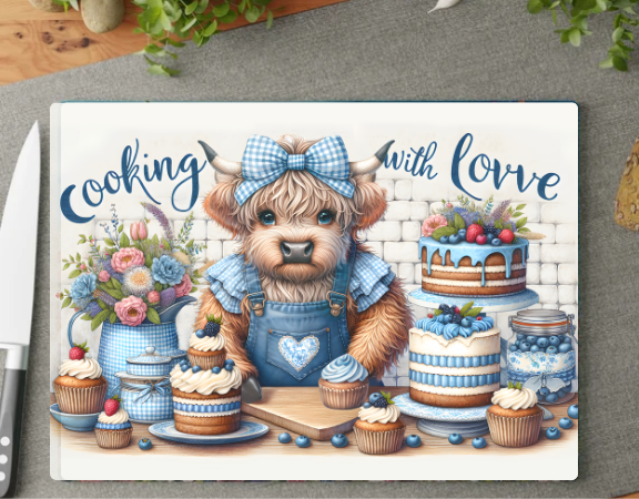 Highland Cow Glass Chopping Board – 6 Farmhouse Kitchen Designs