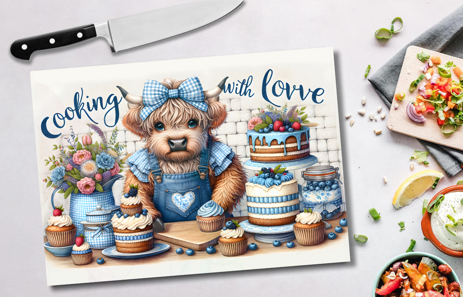 Highland Cow Glass Chopping Board – 6 Farmhouse Kitchen Designs