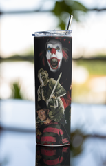 Cartoon Horror Tumbler - 20oz Stainless Steel Cup with Lid & Straw