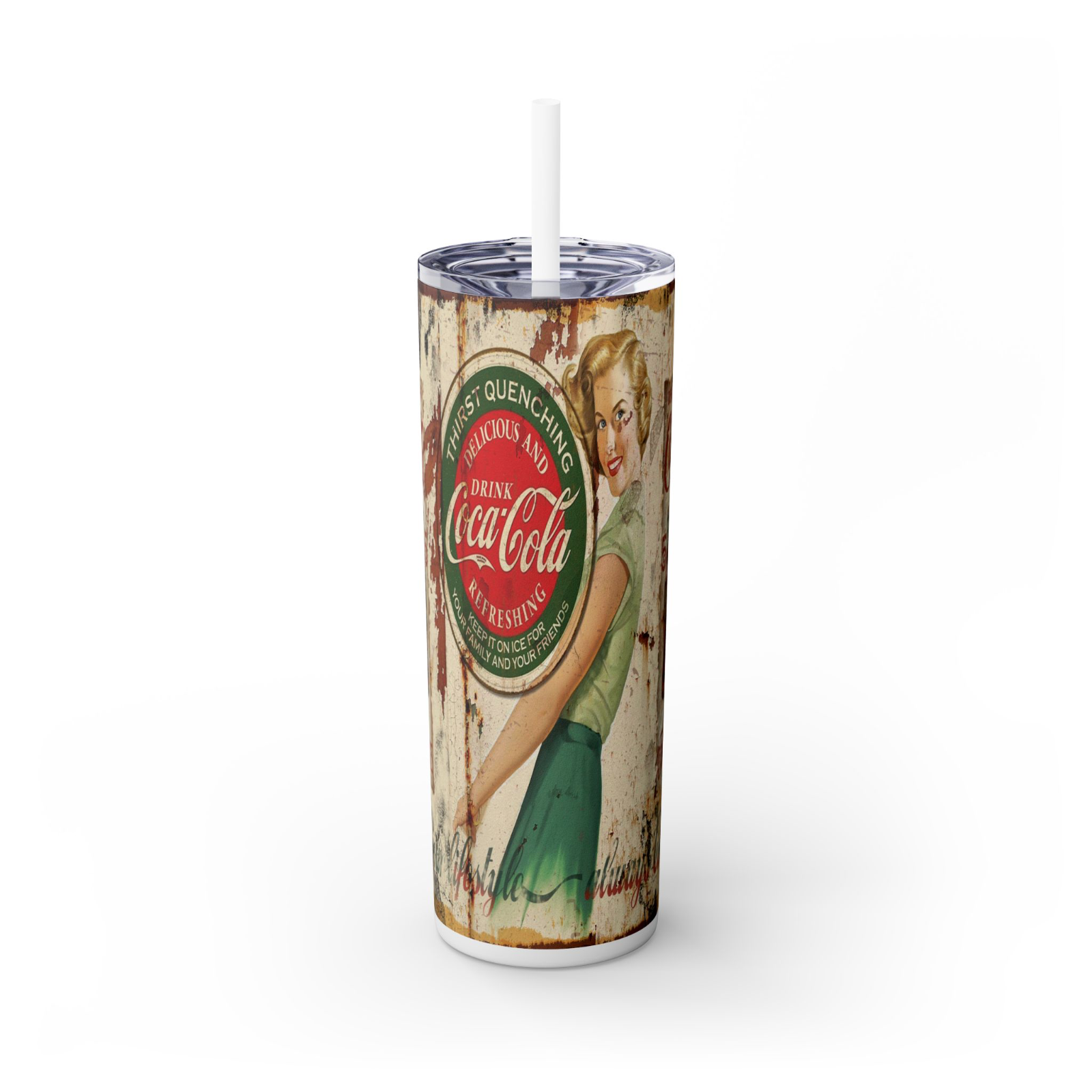 Cola Dr Pepper Fanta Sprite Fizzy Drinks 20oz Skinny Travel Tumbler With Lid